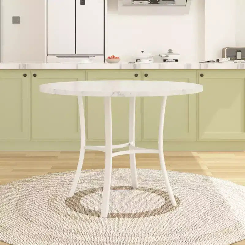 Tavolo da pranzo rotondo da 36 pollici per 4 persone, piano in finto marmo con gambe in metallo per cucina, piccoli spazi