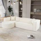 Divano componibile in stile moderno, divano componibile in spugna, divano componibile a L modulare con elegante design curvo e lussuoso tessuto ciniglia, due cuscini decorativi, per soggiorno, studio