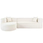 Divano componibile in stile moderno, divano componibile in spugna, divano componibile a L modulare con elegante design curvo e lussuoso tessuto ciniglia, due cuscini decorativi, per soggiorno, studio