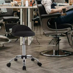 Sgabello Girevole Regolabile in Altezza per Salone, Sedia da Estetista con Comoda Seduta in Pelle Sintetica e Base in Metallo Cromato