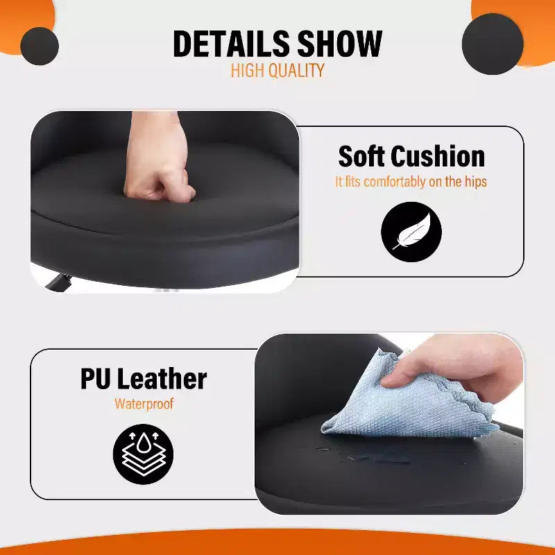 Sgabello Girevole Regolabile in Altezza per Salone, Sedia da Estetista con Comoda Seduta in Pelle Sintetica e Base in Metallo Cromato