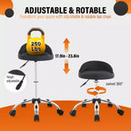 Sgabello Girevole Regolabile in Altezza per Salone, Sedia da Estetista con Comoda Seduta in Pelle Sintetica e Base in Metallo Cromato