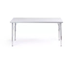 Set Tavolo e Sedie per Attività 24x48 Tavolo con Bordo Grigio Spruzzato e Gambe Regolabili e 4 Sedie da Aula ZUUL Blu da 12