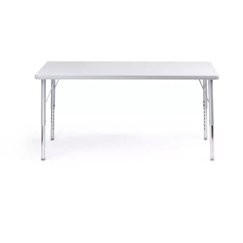 Set Tavolo e Sedie per Attività 24x48 Tavolo con Bordo Grigio Spruzzato e Gambe Regolabili e 4 Sedie da Aula ZUUL Blu da 12