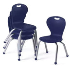 Set Tavolo e Sedie per Attività 24x48 Tavolo con Bordo Grigio Spruzzato e Gambe Regolabili e 4 Sedie da Aula ZUUL Blu da 12