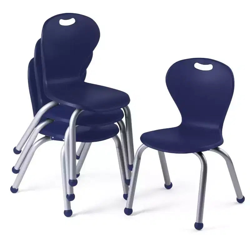 Set Tavolo e Sedie per Attività 24x48 Tavolo con Bordo Grigio Spruzzato e Gambe Regolabili e 4 Sedie da Aula ZUUL Blu da 12