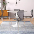 Set da Pranzo 5 Pezzi Bianco - Tavolo Rotondo e 4 Sedie da Pranzo Ergonomiche in Plastica