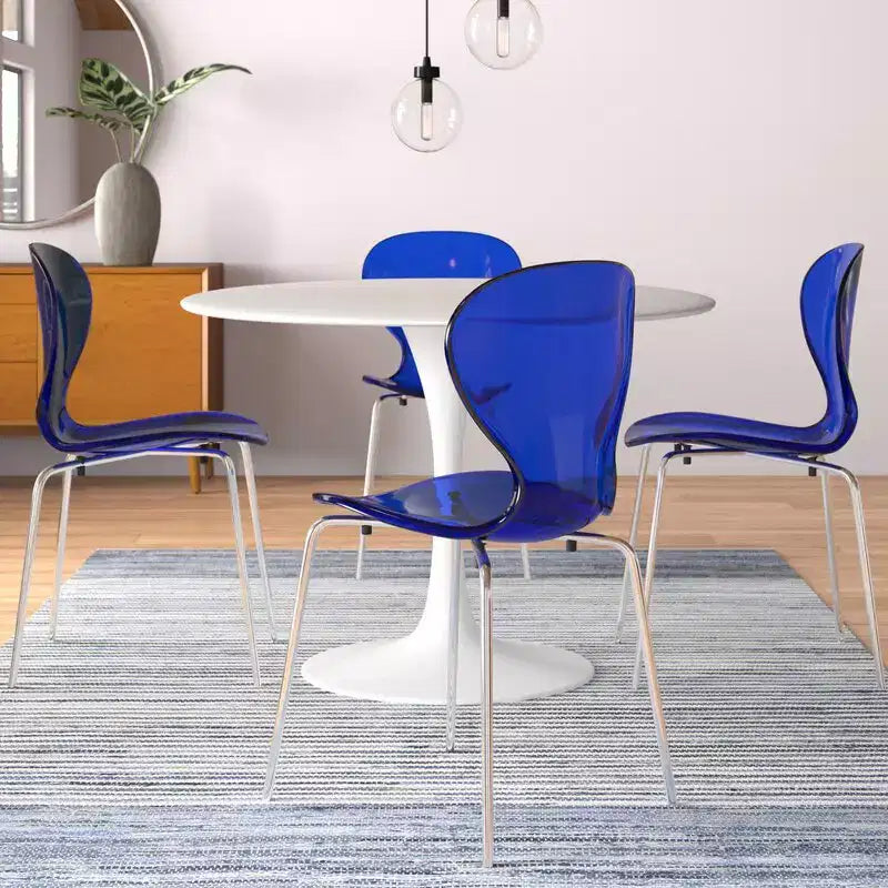 Set da Pranzo 5 Pezzi Bianco - Tavolo Rotondo e 4 Sedie da Pranzo Ergonomiche in Plastica