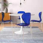 Set da Pranzo 5 Pezzi Bianco - Tavolo Rotondo e 4 Sedie da Pranzo Ergonomiche in Plastica