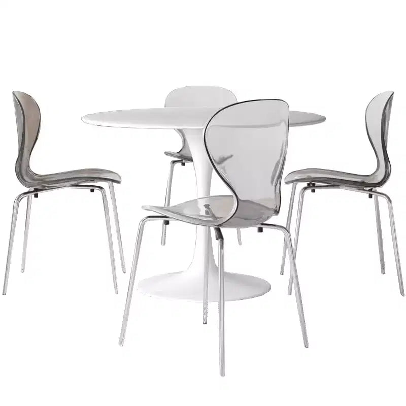 Set da Pranzo 5 Pezzi Bianco - Tavolo Rotondo e 4 Sedie da Pranzo Ergonomiche in Plastica