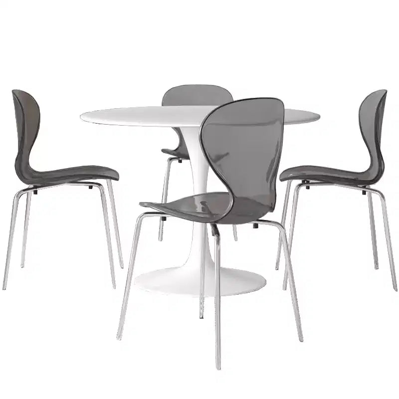 Set da Pranzo 5 Pezzi Bianco - Tavolo Rotondo e 4 Sedie da Pranzo Ergonomiche in Plastica