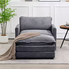 41.34 Poltrona accentata oversize in velluto a coste, poltrona divano con pouf e seduta ampia, poltrone moderne da lettura per camera da letto e soggiorno