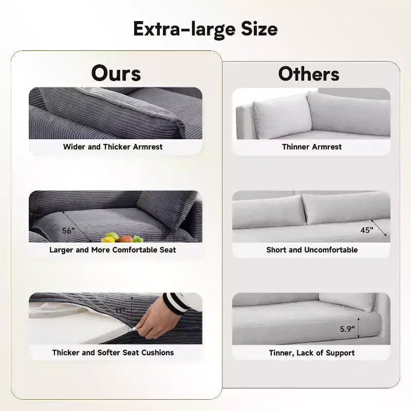 41.34 Poltrona accentata oversize in velluto a coste, poltrona divano con pouf e seduta ampia, poltrone moderne da lettura per camera da letto e soggiorno