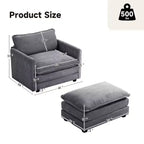 41.34 Poltrona accentata oversize in velluto a coste, poltrona divano con pouf e seduta ampia, poltrone moderne da lettura per camera da letto e soggiorno