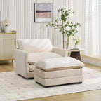 41.34 Poltrona accentata oversize in velluto a coste, poltrona divano con pouf e seduta ampia, poltrone moderne da lettura per camera da letto e soggiorno