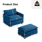 41.34 Poltrona accentata oversize in velluto a coste, poltrona divano con pouf e seduta ampia, poltrone moderne da lettura per camera da letto e soggiorno