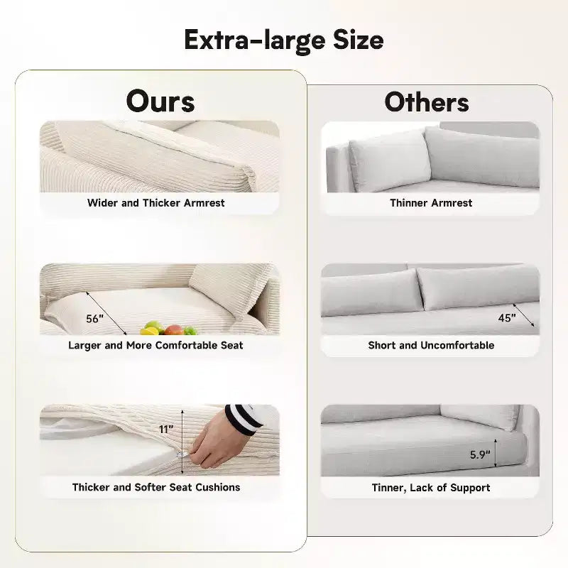 41.34 Poltrona accentata oversize in velluto a coste, poltrona divano con pouf e seduta ampia, poltrone moderne da lettura per camera da letto e soggiorno