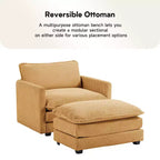 41.34 Poltrona accentata oversize in velluto a coste, poltrona divano con pouf e seduta ampia, poltrone moderne da lettura per camera da letto e soggiorno