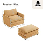 41.34 Poltrona accentata oversize in velluto a coste, poltrona divano con pouf e seduta ampia, poltrone moderne da lettura per camera da letto e soggiorno