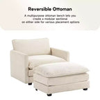 41.34 Poltrona accentata oversize in velluto a coste, poltrona divano con pouf e seduta ampia, poltrone moderne da lettura per camera da letto e soggiorno