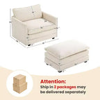 41.34 Poltrona accentata oversize in velluto a coste, poltrona divano con pouf e seduta ampia, poltrone moderne da lettura per camera da letto e soggiorno