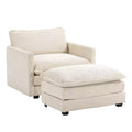 41.34 Poltrona accentata oversize in velluto a coste, poltrona divano con pouf e seduta ampia, poltrone moderne da lettura per camera da letto e soggiorno