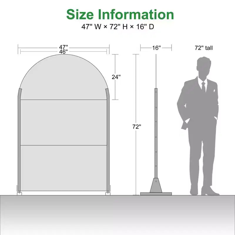 Schermo nero in acciaio galvanizzato ad arco 183x120x40 cm