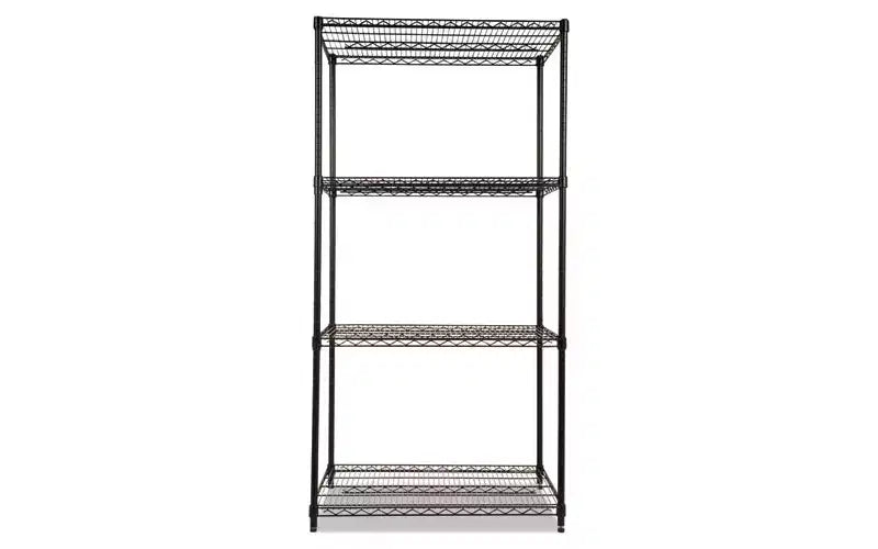 Kit Scaffalatura a quattro ripiani in filo metallico certificata NSF, 36l x 24p x 72h, nera