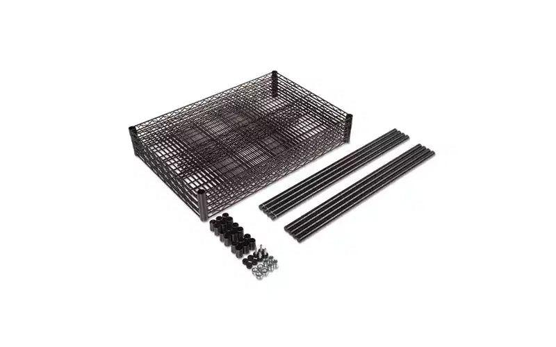 Kit Scaffalatura a quattro ripiani in filo metallico certificata NSF, 36l x 24p x 72h, nera