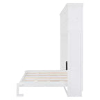 Letto a scomparsa matrimoniale Queen size dal design moderno, ripiegabile in un mobile con ripiani superiori e porte USB