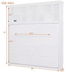 Letto a scomparsa matrimoniale Queen size dal design moderno, ripiegabile in un mobile con ripiani superiori e porte USB