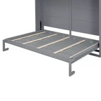 Letto a scomparsa matrimoniale Queen size dal design moderno, ripiegabile in un mobile con ripiani superiori e porte USB