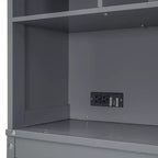 Letto a scomparsa matrimoniale Queen size dal design moderno, ripiegabile in un mobile con ripiani superiori e porte USB