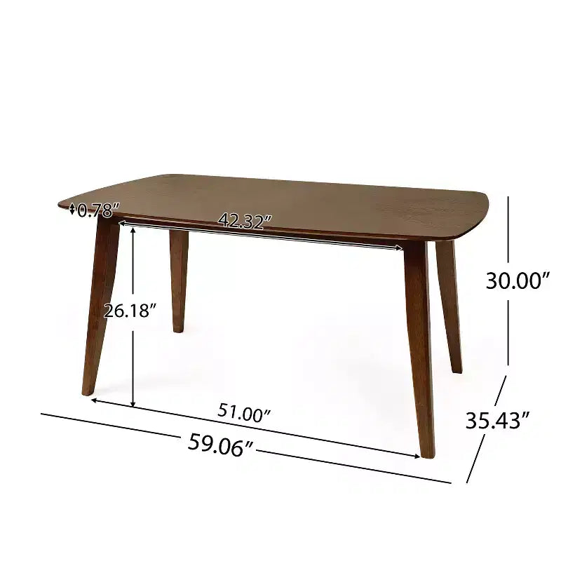 Set da pranzo imbottito in legno di gomma stile Mid-Century Modern, 7 pezzi