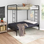Letto a castello in metallo a due piazze sopra futon