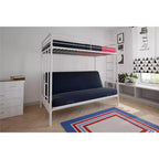 Letto a castello in metallo a due piazze sopra futon
