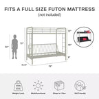 Letto a castello in metallo a due piazze sopra futon