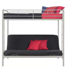 Letto a castello in metallo a due piazze sopra futon