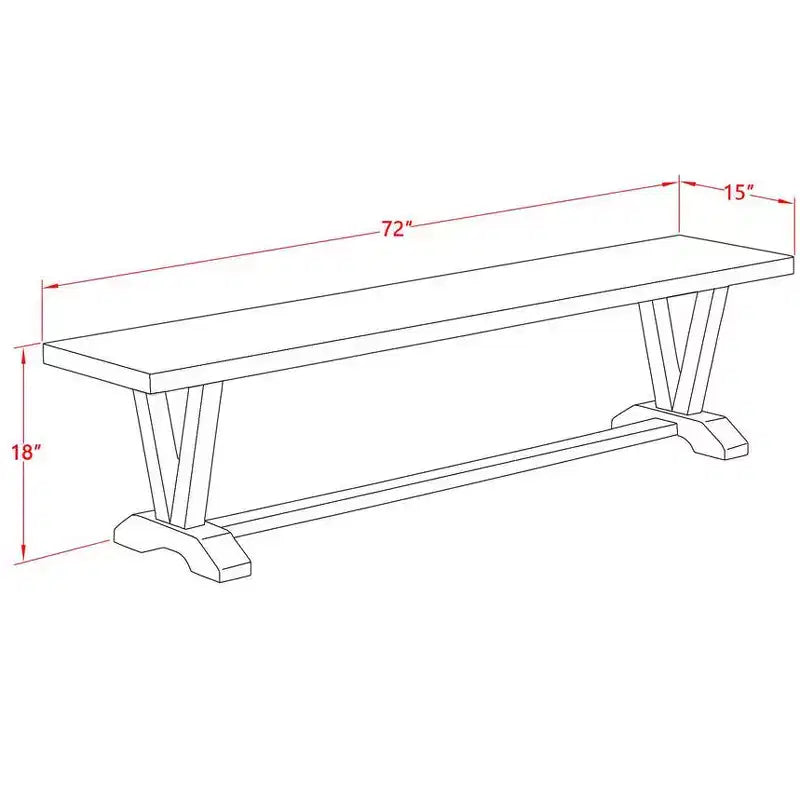 Panca Moderna per Tavolo da Pranzo con Seduta in Legno, 72x15x18 Pollici, Nero Spazzolato
