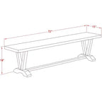 Panca Moderna per Tavolo da Pranzo con Seduta in Legno, 72x15x18 Pollici, Nero Spazzolato