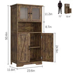 Credenza con ante in vetro Hutch, mobile dispensa alto 54" con ripiani regolabili per soggiorno