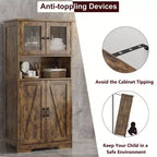Credenza con ante in vetro Hutch, mobile dispensa alto 54" con ripiani regolabili per soggiorno