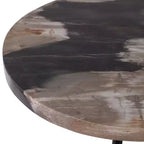 Tavolino con Piano Rotondo in Marmo e Base Decorativa - Pezzo d'Accento Moderno per Piccoli Spazi, Arredamento Camera e Arredamento Casa - 21, Nero e Marrone