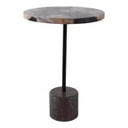 Tavolino con Piano Rotondo in Marmo e Base Decorativa - Pezzo d'Accento Moderno per Piccoli Spazi, Arredamento Camera e Arredamento Casa - 21, Nero e Marrone