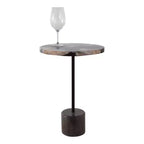 Tavolino con Piano Rotondo in Marmo e Base Decorativa - Pezzo d'Accento Moderno per Piccoli Spazi, Arredamento Camera e Arredamento Casa - 21, Nero e Marrone
