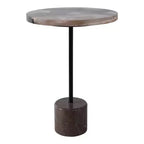 Tavolino con Piano Rotondo in Marmo e Base Decorativa - Pezzo d'Accento Moderno per Piccoli Spazi, Arredamento Camera e Arredamento Casa - 21, Nero e Marrone