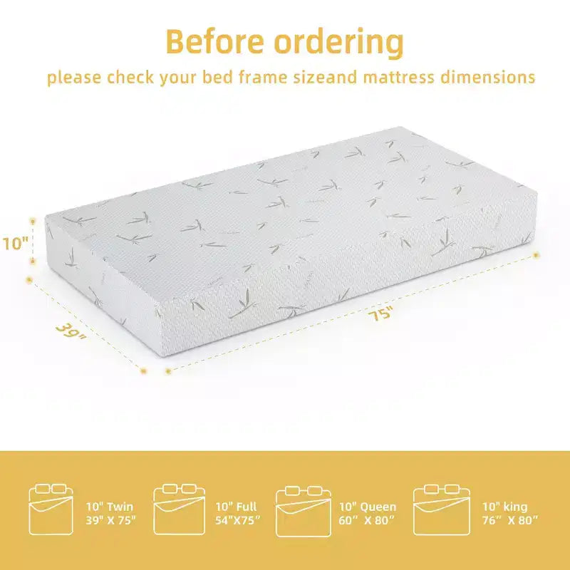 Materasso in Memory Foam da 10 pollici, medio-rigido, rinfrescante