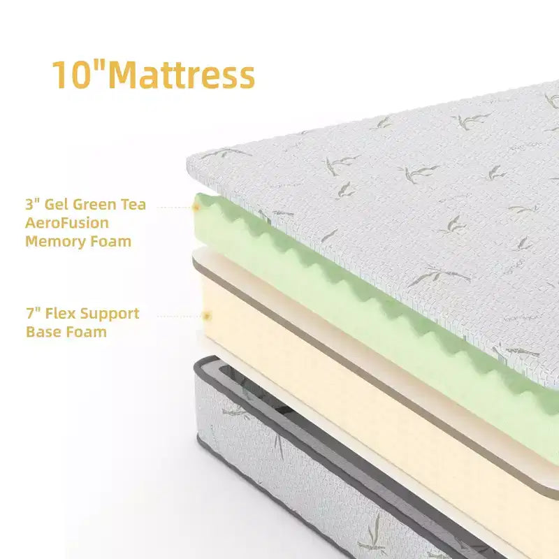 Materasso in Memory Foam da 10 pollici, medio-rigido, rinfrescante