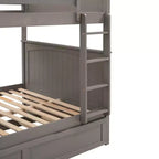 Letto a castello Full su Full con letto estraibile, struttura letto a castello in legno di dimensioni Full per bambini e ragazzi