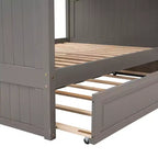 Letto a castello Full su Full con letto estraibile, struttura letto a castello in legno di dimensioni Full per bambini e ragazzi